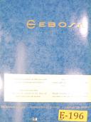 Ebosa-Ebosa Semi-Automatic Turning and Thread Chasing Machine, Operations Manual 1960-M32-01